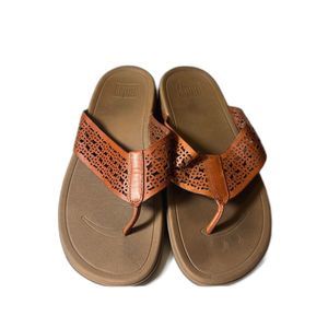 Fitflop Surfa Lattice Sandals, Brown Leather, Size 9